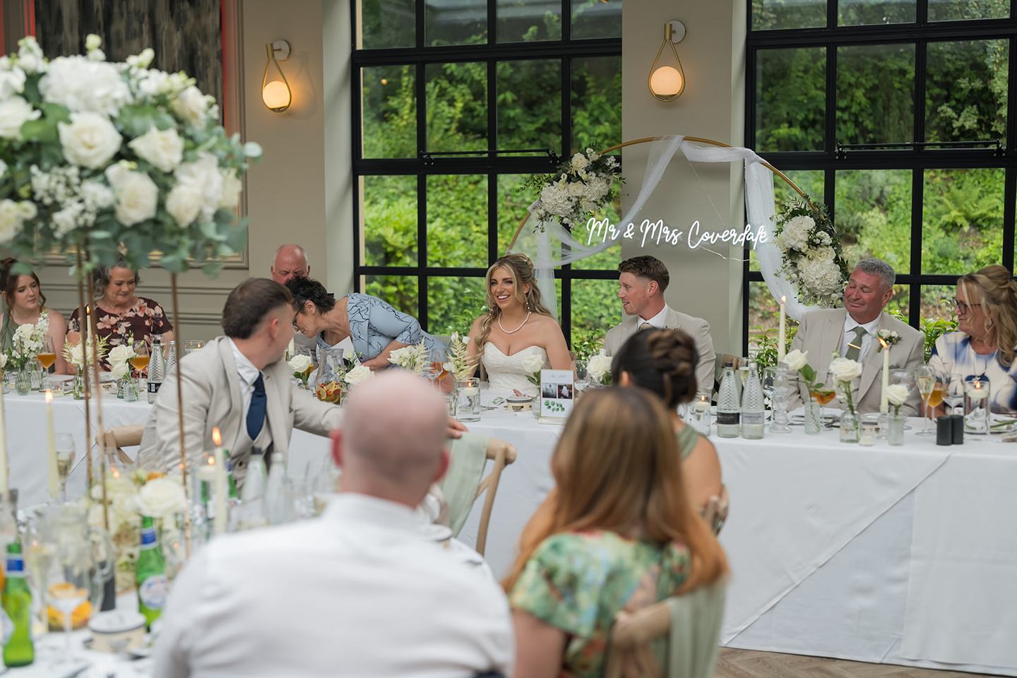 Wedding speeches at Chloe and James’s Woodlands Hotel wedding
